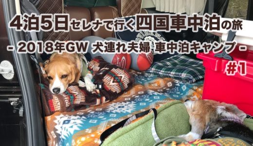 【車中泊キャンプ】4泊5日 セレナで行く四国車中泊の旅 -2018年GW 犬連れ夫婦旅- #1