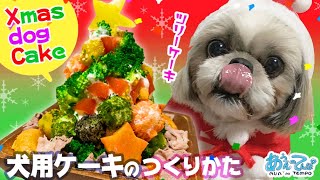 犬用ケーキ簡単レシピ【クリスマスツリー】 How to Make a Christmas cake for dogs