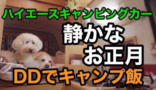 【ハイエース中古キャンピングカー】DDでキャンプ飯〜老犬たちと過ごす静かなお正月