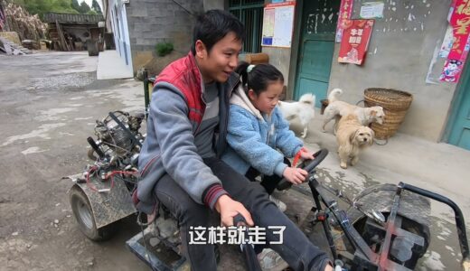 小代教女儿开卡丁车，田园犬屁颠屁颠跟着跑，又遛狗又学车一举两得