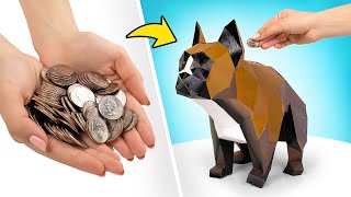 段ボールで、かわいい犬の貯金箱を作ろう！🐶❤️💰