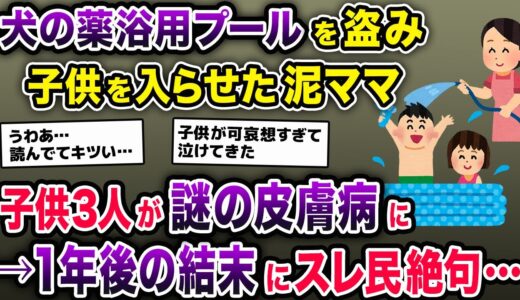 【閲覧注意】泥ママが犬の薬浴用プールを盗む→子供3人を入らせる→全員謎の皮膚病に→1年後…【2ch修羅場スレ・ゆっくり解説】