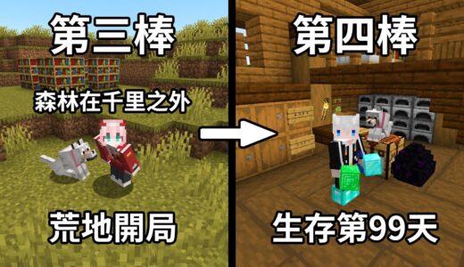 Minecraft【接力生存】阿洛要我在荒地上蓋房子卻沒留方塊❔接力生存秒變100日生存😨｜#紅月接力生存 第四棒｜全字幕｜三尾木木犬